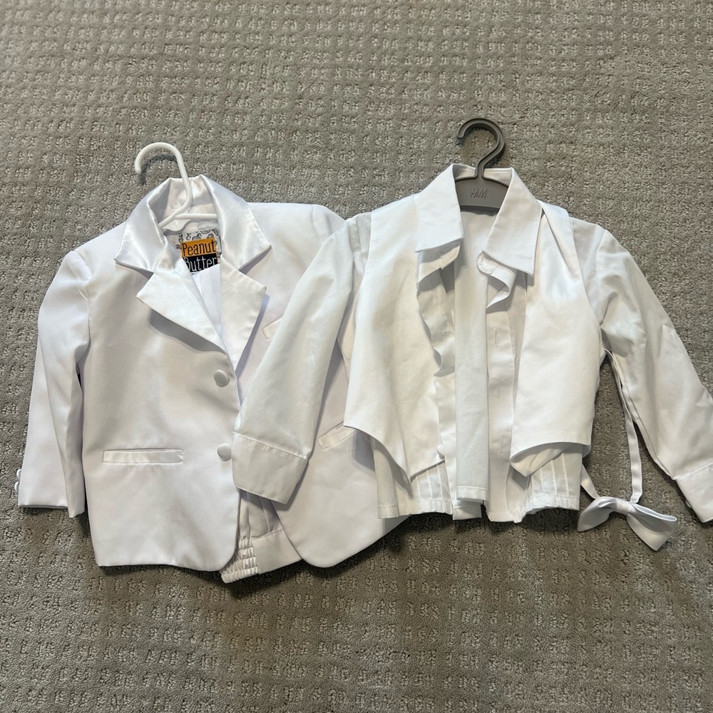 Toddler 5 piece White Suit, worn once for Baptism.